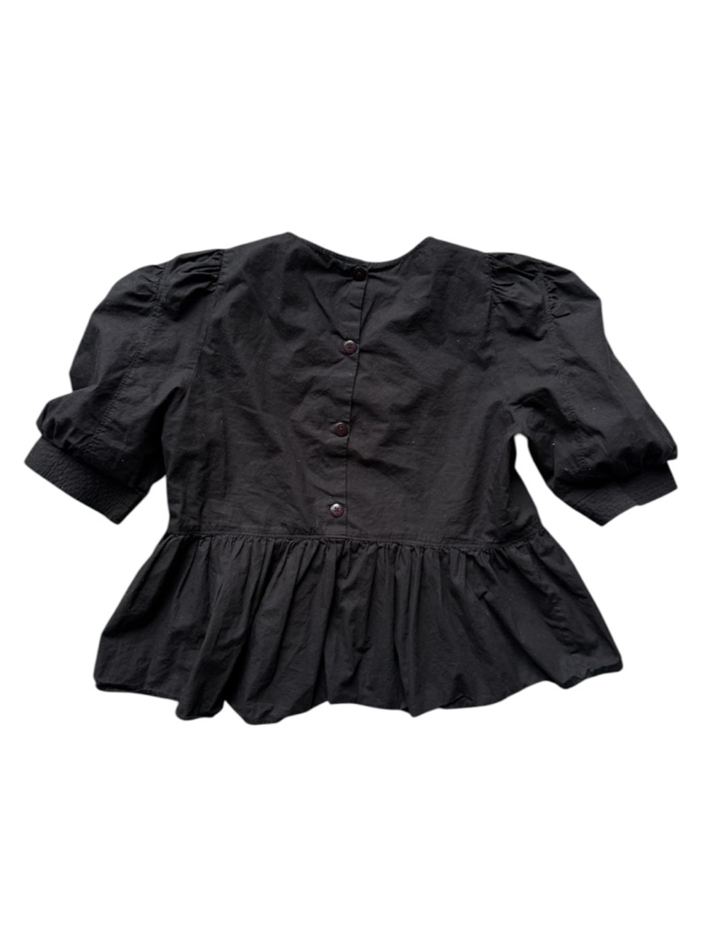 Zara Black Puff-Sleeve Peplum Top for Kids